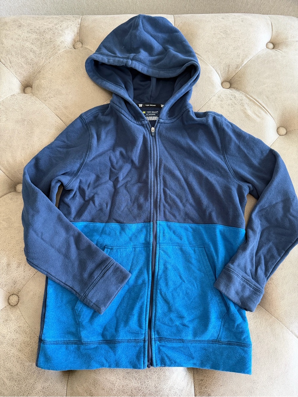 Tek Gear Kids Two-Tone Blue Zip-Up Hoodie size medium